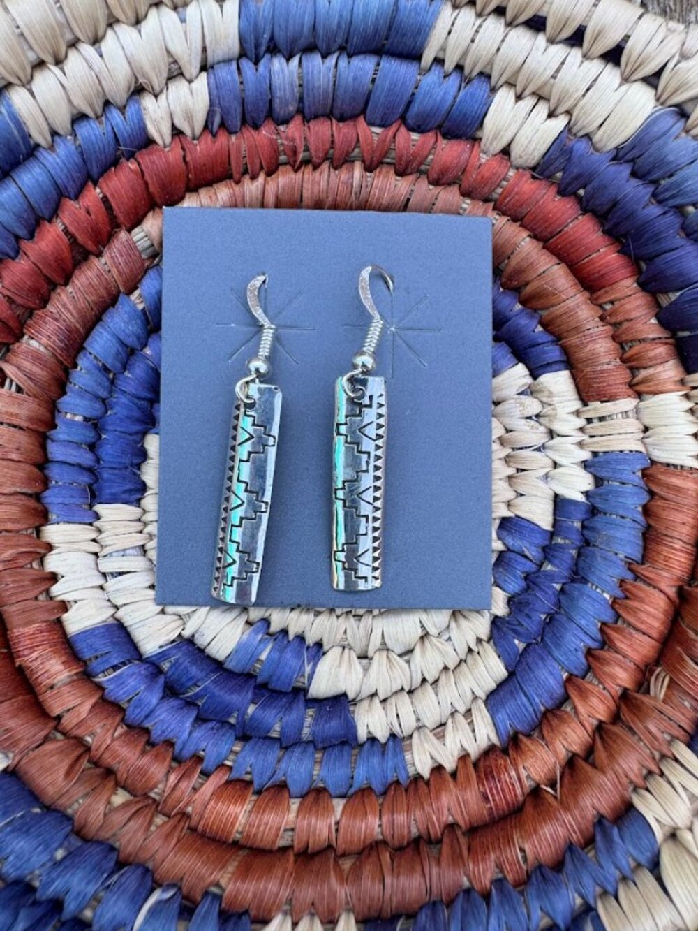 Southwestern Sterling Silver Earrings | Geometric Stamped Design